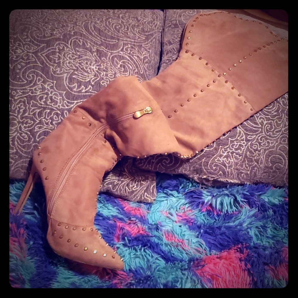 Rose gold thigh high boots size 10